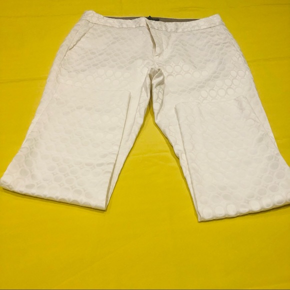 Banana Republic Hampton Fit Size 6 White Textured Circle patterned pants - Picture 2 of 9